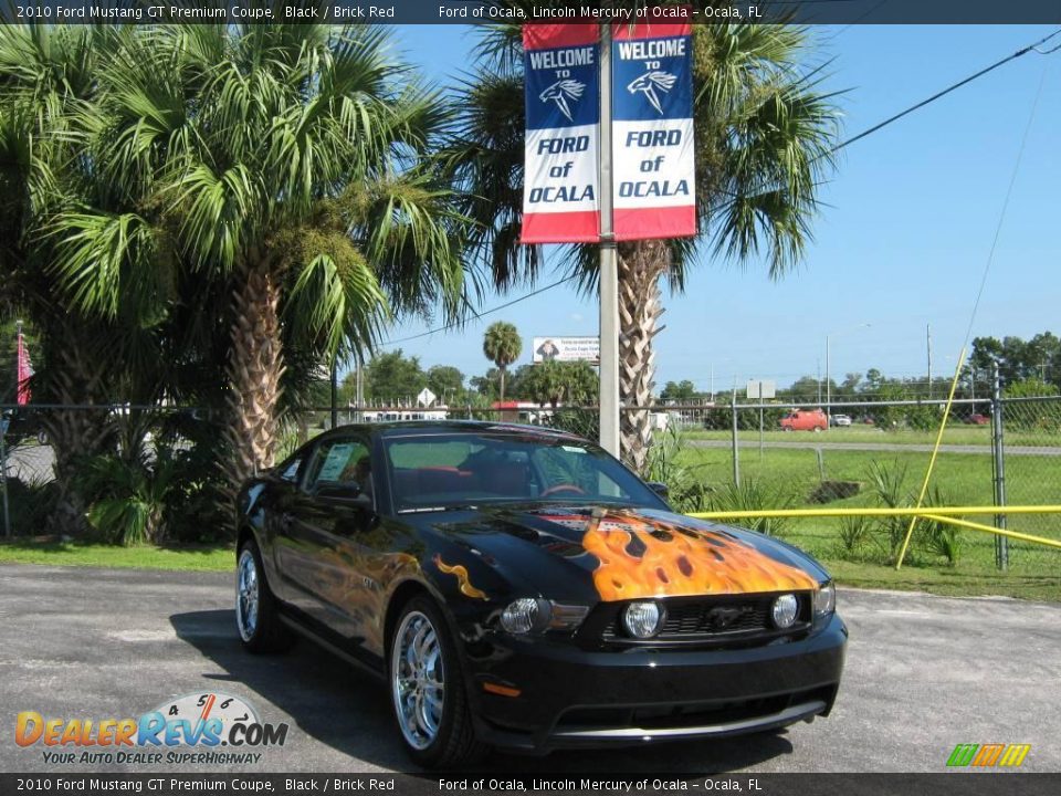 2010 Ford Mustang GT Premium Coupe Black / Brick Red Photo #1