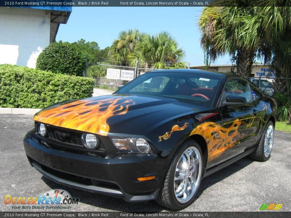 2010 Ford Mustang GT Premium Coupe Black / Brick Red Photo #7