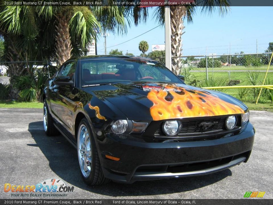 2010 Ford Mustang GT Premium Coupe Black / Brick Red Photo #9