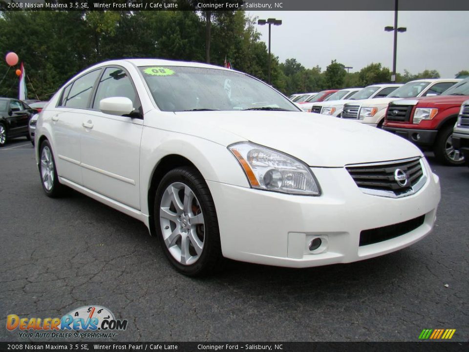 2008 Nissan Maxima 3.5 SE Winter Frost Pearl / Cafe Latte Photo #1