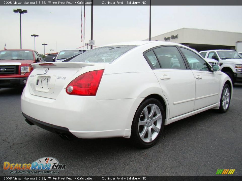 2008 Nissan Maxima 3.5 SE Winter Frost Pearl / Cafe Latte Photo #3