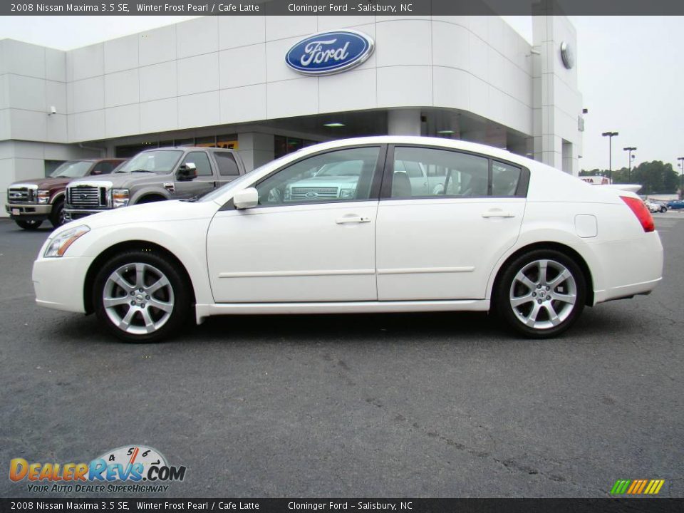 2008 Nissan Maxima 3.5 SE Winter Frost Pearl / Cafe Latte Photo #5