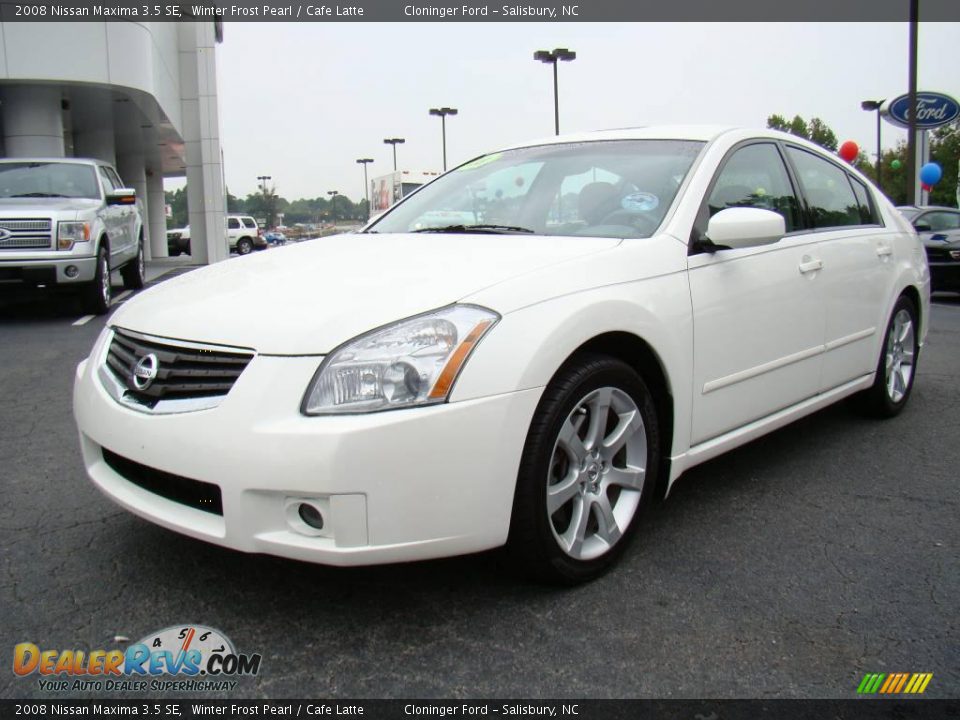 2008 Nissan Maxima 3.5 SE Winter Frost Pearl / Cafe Latte Photo #6