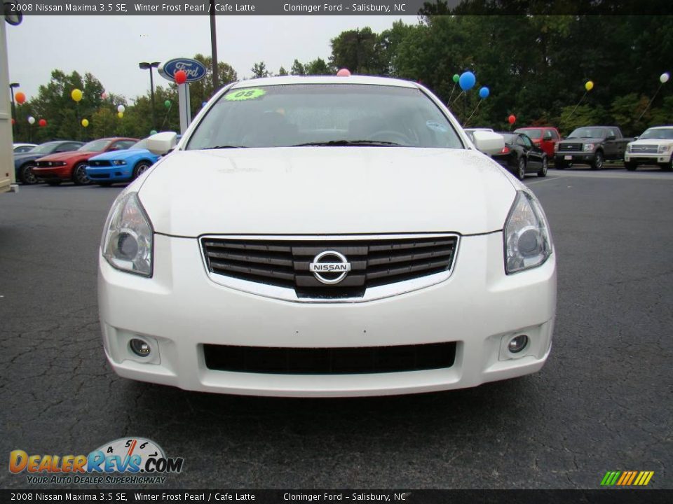 2008 Nissan Maxima 3.5 SE Winter Frost Pearl / Cafe Latte Photo #7