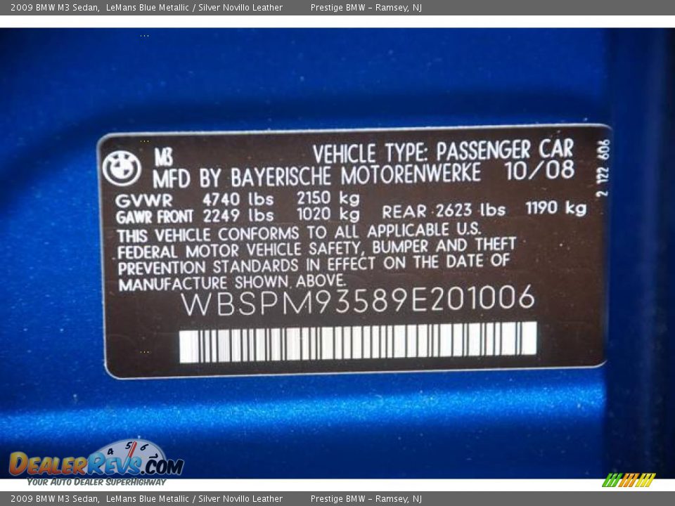 2009 BMW M3 Sedan LeMans Blue Metallic / Silver Novillo Leather Photo #7