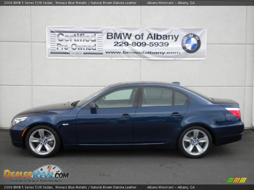 2009 BMW 5 Series 528i Sedan Monaco Blue Metallic / Natural Brown Dakota Leather Photo #1