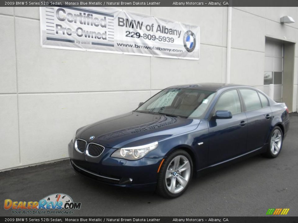 2009 BMW 5 Series 528i Sedan Monaco Blue Metallic / Natural Brown Dakota Leather Photo #2