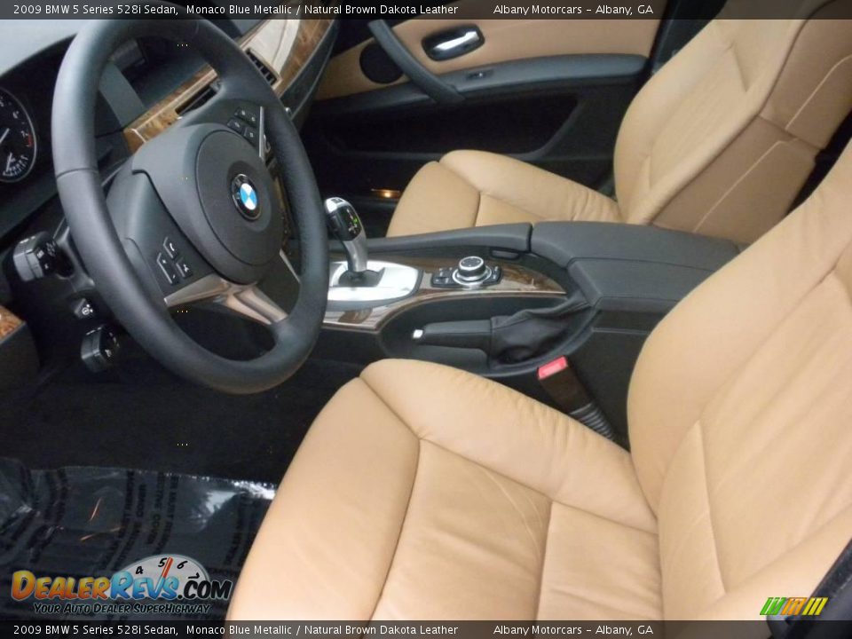 2009 BMW 5 Series 528i Sedan Monaco Blue Metallic / Natural Brown Dakota Leather Photo #6