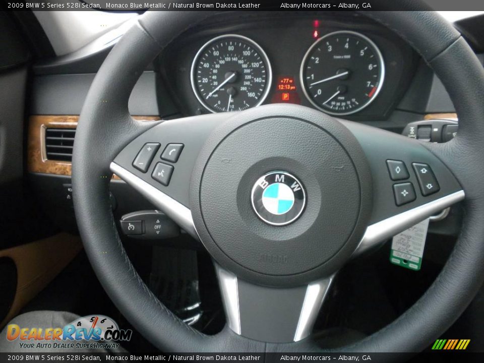 2009 BMW 5 Series 528i Sedan Monaco Blue Metallic / Natural Brown Dakota Leather Photo #17