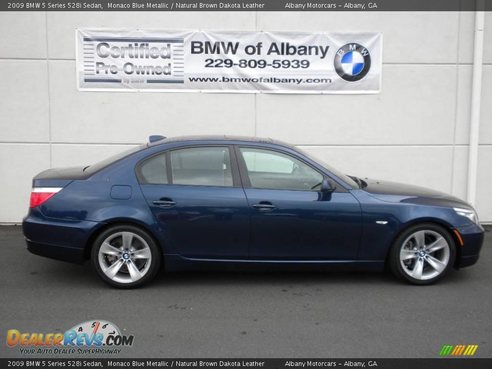 2009 BMW 5 Series 528i Sedan Monaco Blue Metallic / Natural Brown Dakota Leather Photo #24