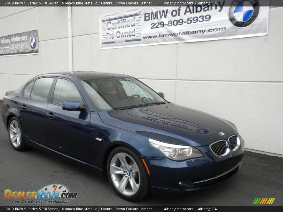 2009 BMW 5 Series 528i Sedan Monaco Blue Metallic / Natural Brown Dakota Leather Photo #25