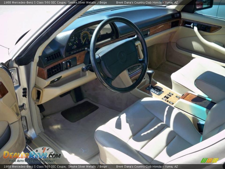 1988 Mercedes-Benz S Class 560 SEC Coupe Smoke Silver Metallic / Beige Photo #12