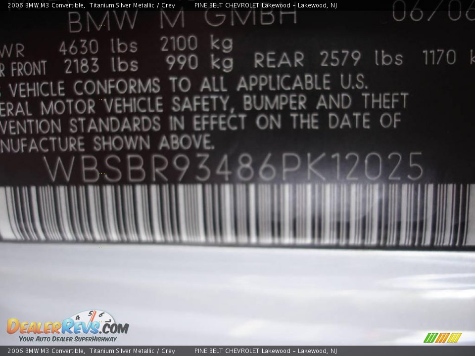 2006 BMW M3 Convertible Titanium Silver Metallic / Grey Photo #25