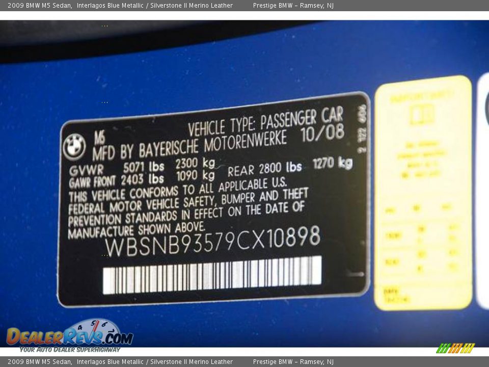 2009 BMW M5 Sedan Interlagos Blue Metallic / Silverstone II Merino Leather Photo #7