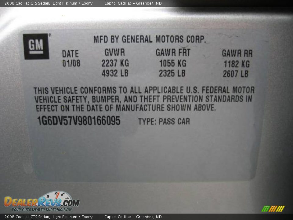 2008 Cadillac CTS Sedan Light Platinum / Ebony Photo #24