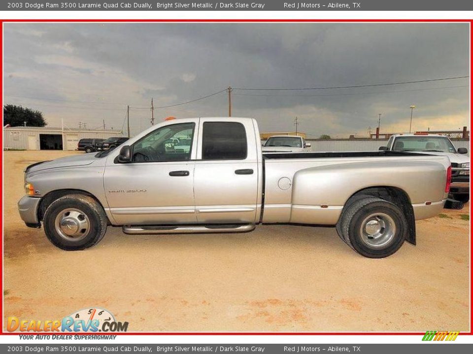 2003 Dodge Ram 3500 Laramie Quad Cab Dually Bright Silver Metallic / Dark Slate Gray Photo #2
