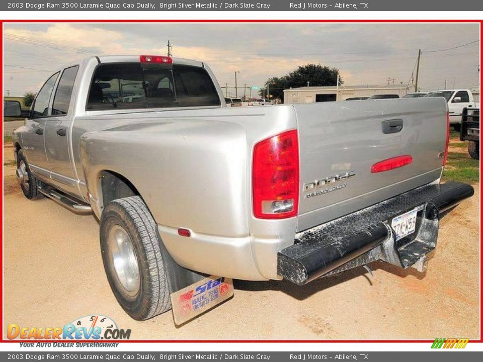 2003 Dodge Ram 3500 Laramie Quad Cab Dually Bright Silver Metallic / Dark Slate Gray Photo #3