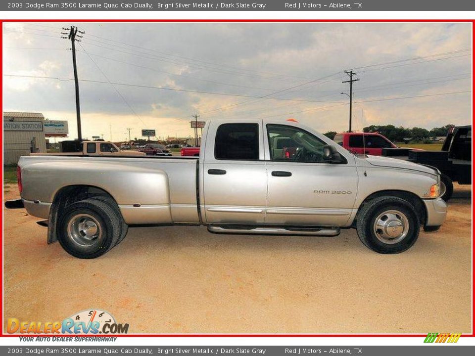 2003 Dodge Ram 3500 Laramie Quad Cab Dually Bright Silver Metallic / Dark Slate Gray Photo #9