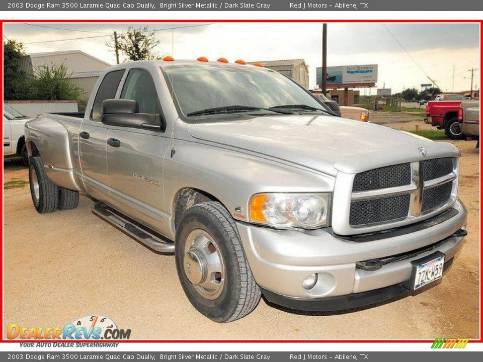 2003 Dodge Ram 3500 Laramie Quad Cab Dually Bright Silver Metallic / Dark Slate Gray Photo #10