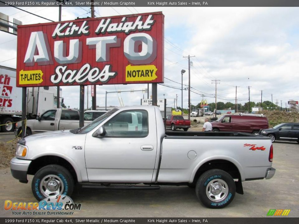1999 Ford F150 XL Regular Cab 4x4 Silver Metallic / Medium Graphite Photo #5
