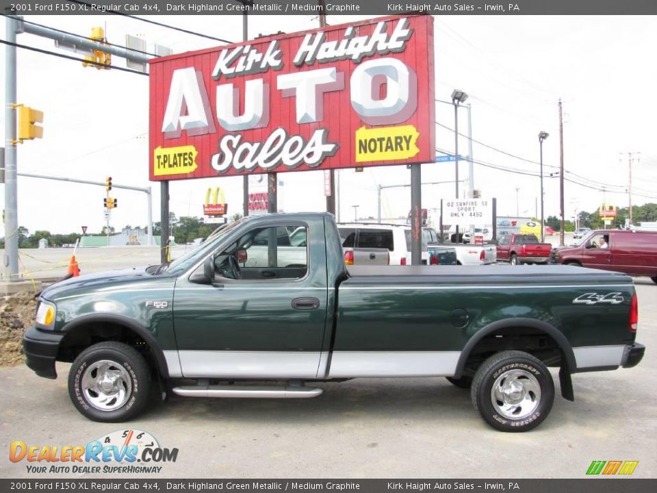 2001 Ford F150 XL Regular Cab 4x4 Dark Highland Green Metallic / Medium Graphite Photo #4