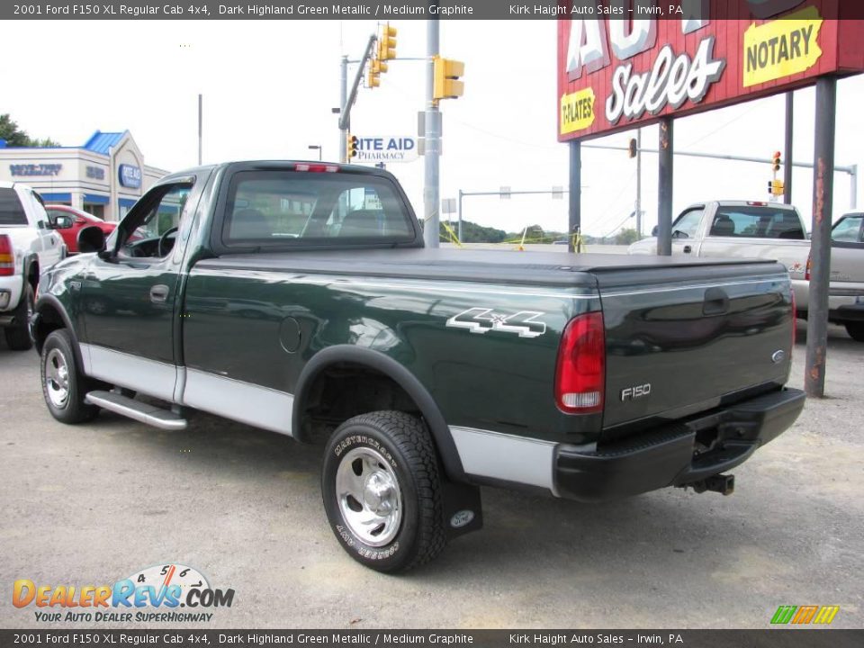 2001 Ford F150 XL Regular Cab 4x4 Dark Highland Green Metallic / Medium Graphite Photo #13