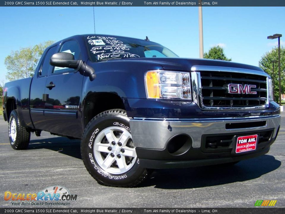 2009 GMC Sierra 1500 SLE Extended Cab Midnight Blue Metallic / Ebony Photo #1