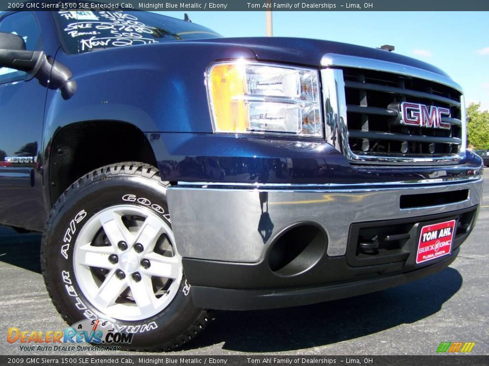 2009 GMC Sierra 1500 SLE Extended Cab Midnight Blue Metallic / Ebony Photo #2
