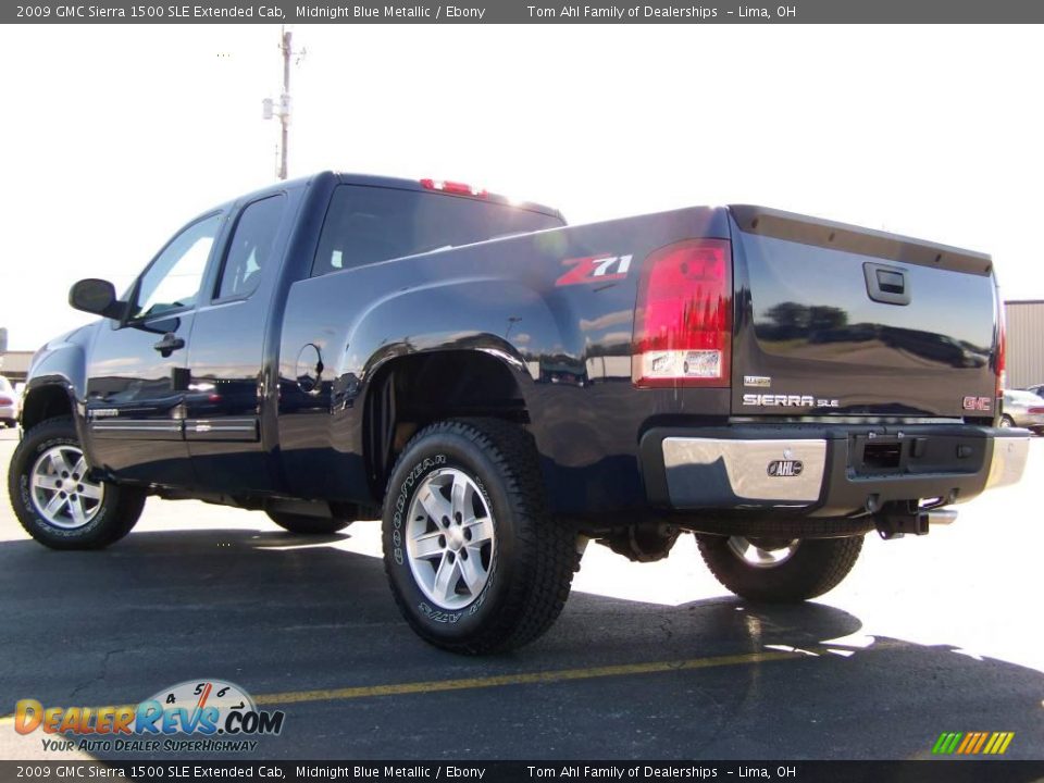 2009 GMC Sierra 1500 SLE Extended Cab Midnight Blue Metallic / Ebony Photo #4