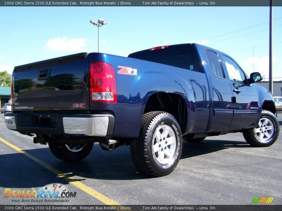 2009 GMC Sierra 1500 SLE Extended Cab Midnight Blue Metallic / Ebony Photo #7