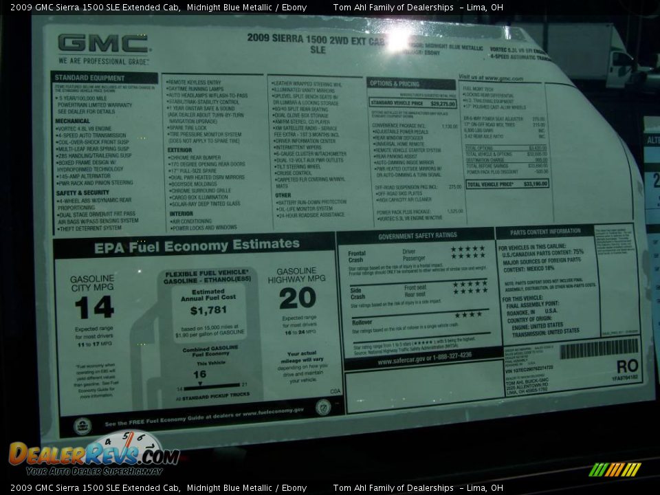 2009 GMC Sierra 1500 SLE Extended Cab Midnight Blue Metallic / Ebony Photo #9