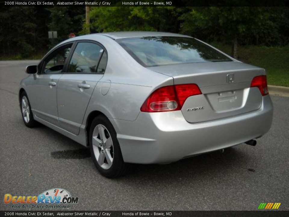 2008 Honda Civic EX Sedan Alabaster Silver Metallic / Gray Photo #5