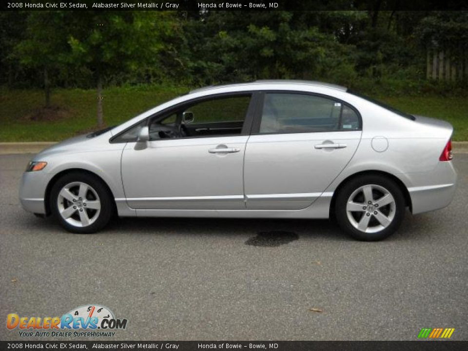 2008 Honda Civic EX Sedan Alabaster Silver Metallic / Gray Photo #6