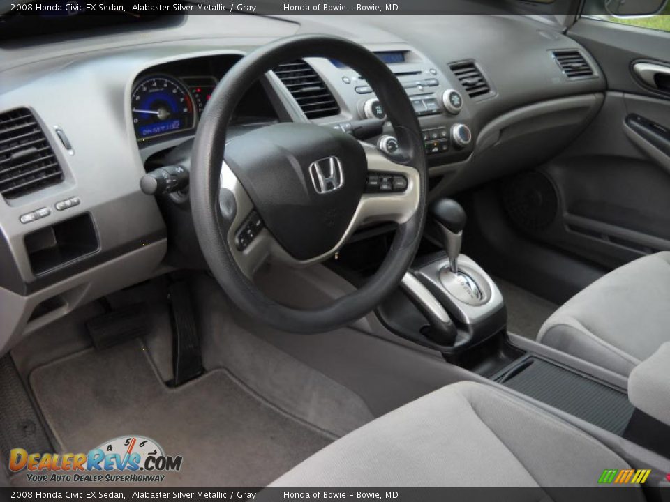 2008 Honda Civic EX Sedan Alabaster Silver Metallic / Gray Photo #9