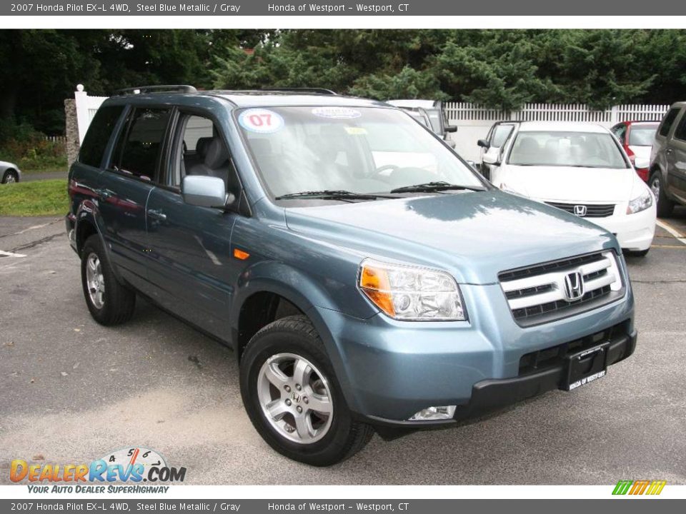 2007 Honda Pilot EX-L 4WD Steel Blue Metallic / Gray Photo #3