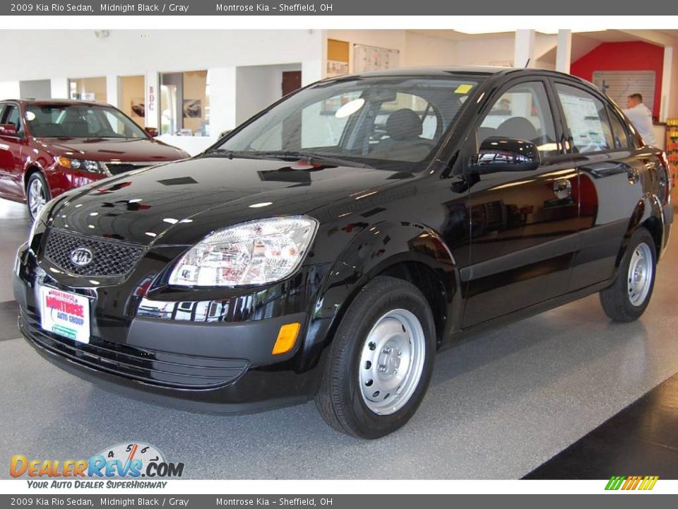 2009 Kia Rio Sedan Midnight Black / Gray Photo #2