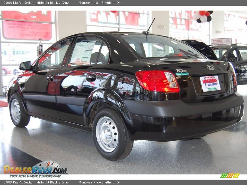 2009 Kia Rio Sedan Midnight Black / Gray Photo #4