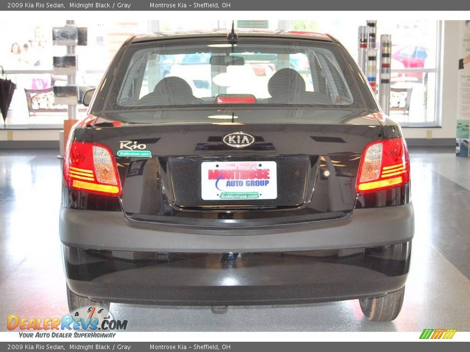 2009 Kia Rio Sedan Midnight Black / Gray Photo #5