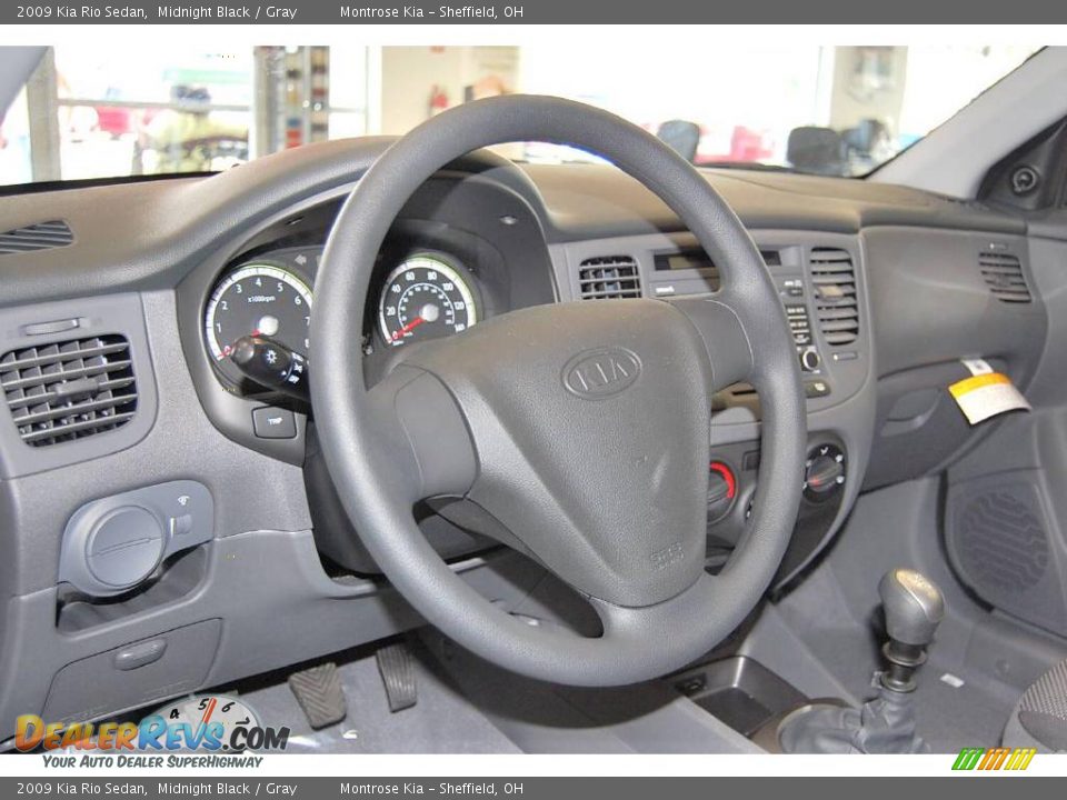2009 Kia Rio Sedan Midnight Black / Gray Photo #11