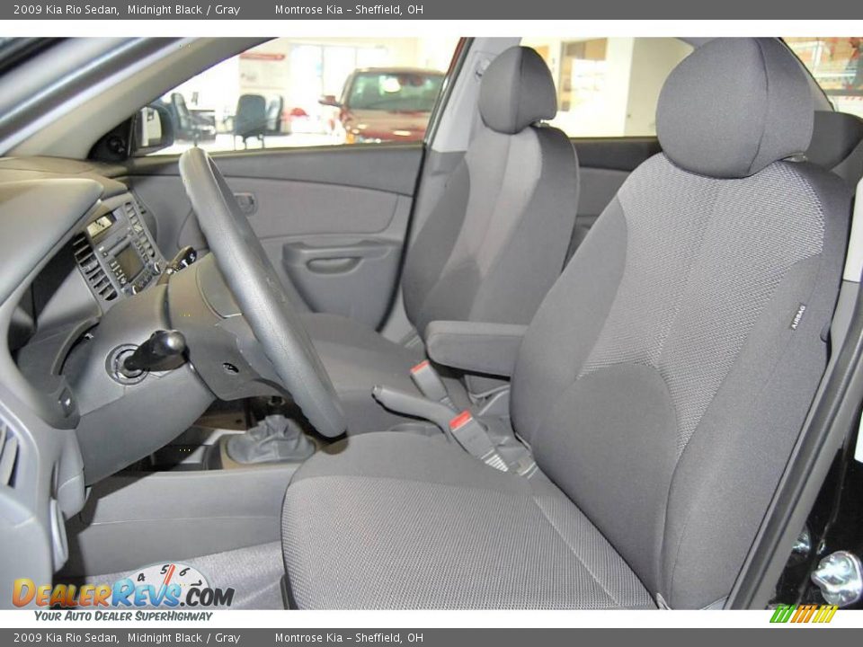 2009 Kia Rio Sedan Midnight Black / Gray Photo #13