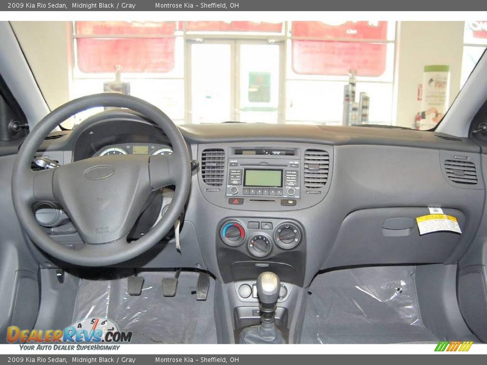 2009 Kia Rio Sedan Midnight Black / Gray Photo #10