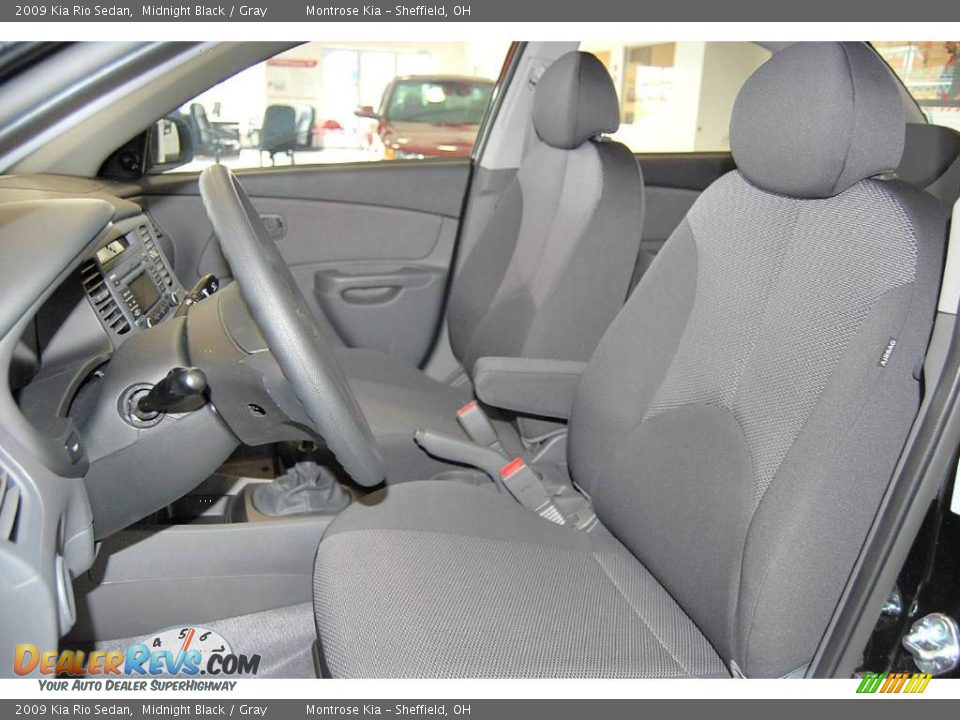 2009 Kia Rio Sedan Midnight Black / Gray Photo #13