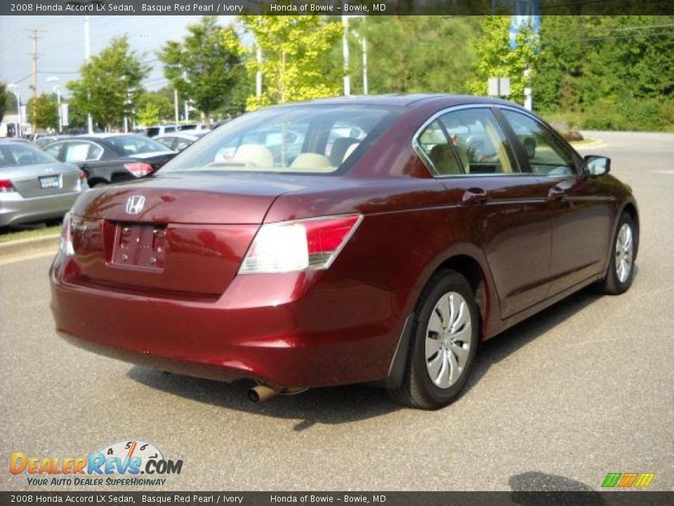 2008 Honda Accord LX Sedan Basque Red Pearl / Ivory Photo #3