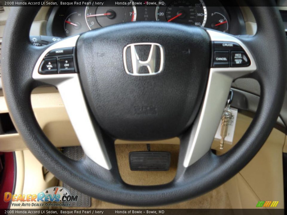 2008 Honda Accord LX Sedan Basque Red Pearl / Ivory Photo #16