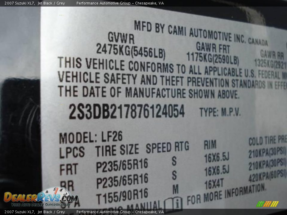 2007 Suzuki XL7 Jet Black / Grey Photo #35
