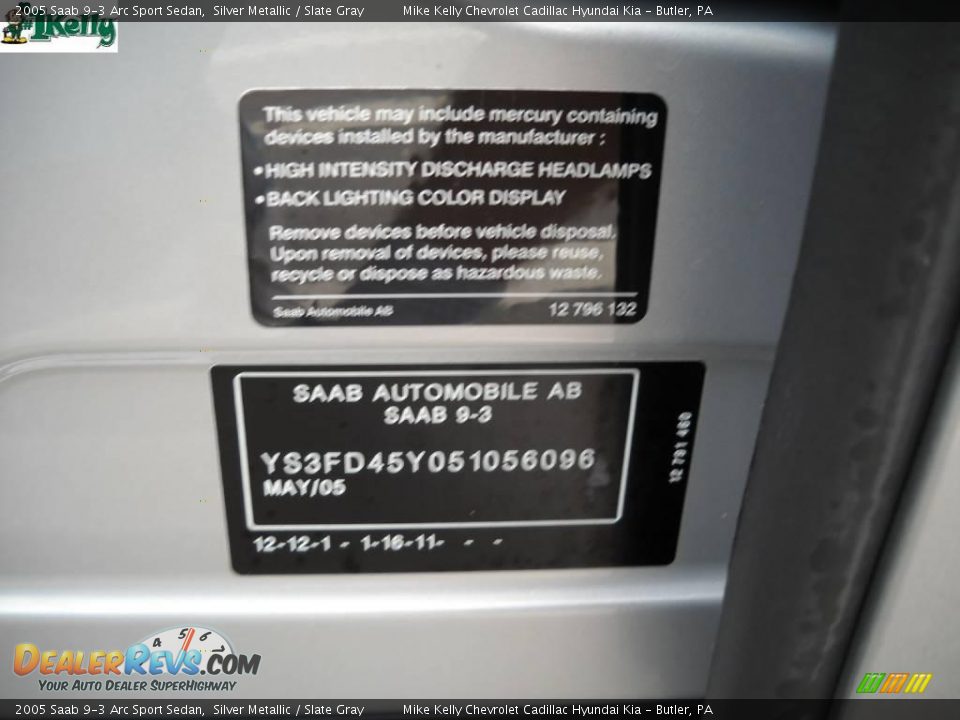 2005 Saab 9-3 Arc Sport Sedan Silver Metallic / Slate Gray Photo #10