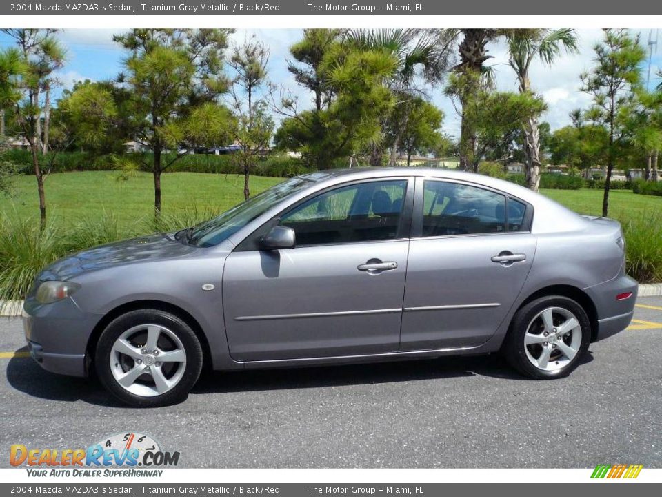 2004 Mazda MAZDA3 s Sedan Titanium Gray Metallic / Black/Red Photo #2