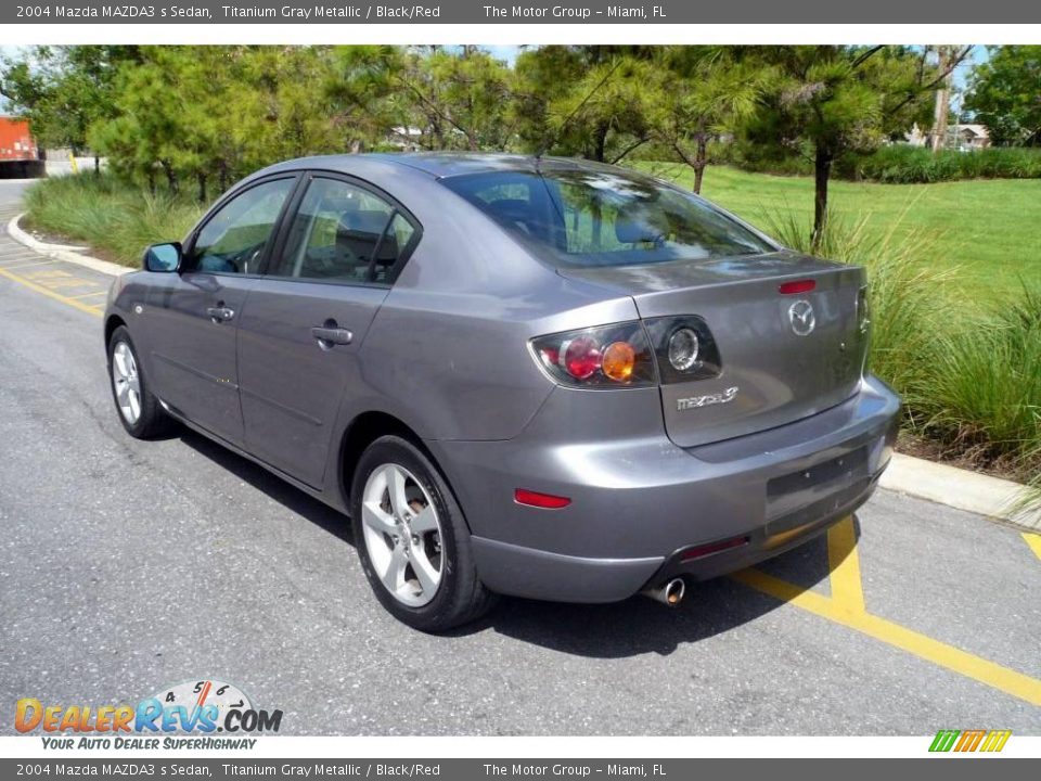 2004 Mazda MAZDA3 s Sedan Titanium Gray Metallic / Black/Red Photo #6