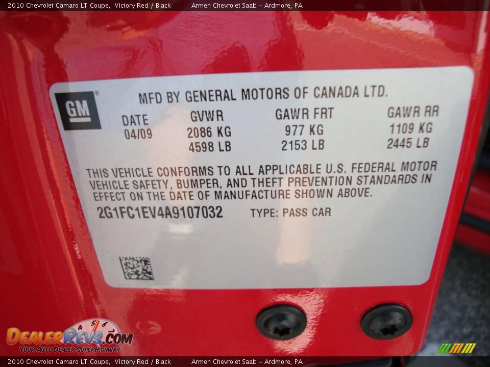 2010 Chevrolet Camaro LT Coupe Victory Red / Black Photo #36