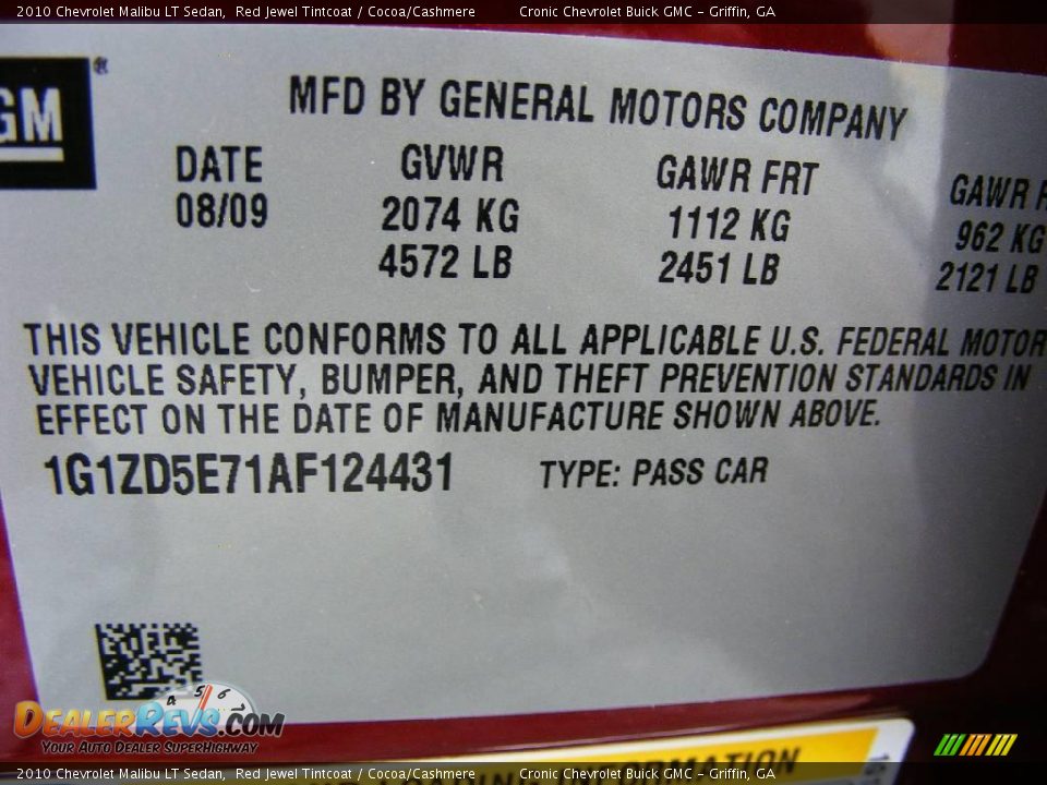 2010 Chevrolet Malibu LT Sedan Red Jewel Tintcoat / Cocoa/Cashmere Photo #21